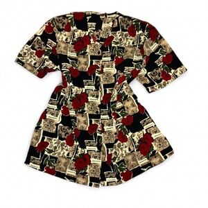 Notations Graphic Print Dress with Red and Black Accents